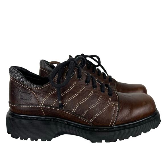 Vintage Dr Martens Brown Leather Chunky Lace Up Platform Shoes Made in England 9 main image 11